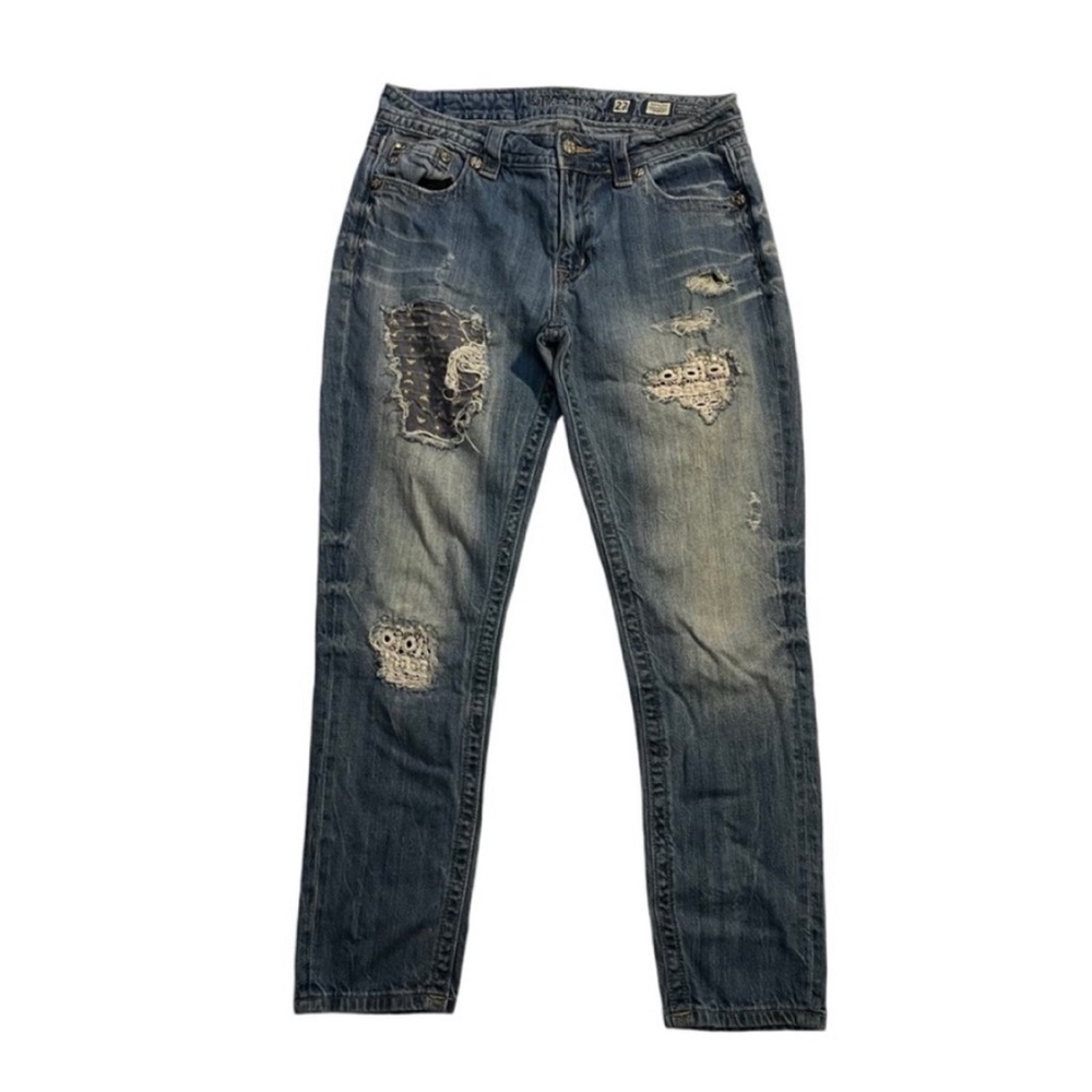 Miss Me Distressed Patched Boyfriend Ankle Jeans Size 27 4